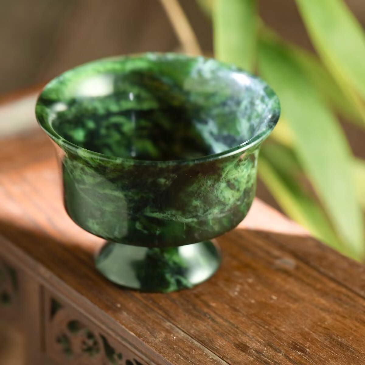 Gongfu Tea Set - Натуральная зеленая нефритовая чашка, каменный чайный