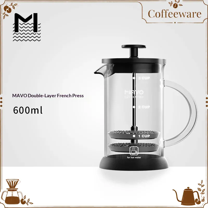 Coffee Tea Brew - Кофеварка-френч-пресс MAVO с двойным сетчатым фильтром,