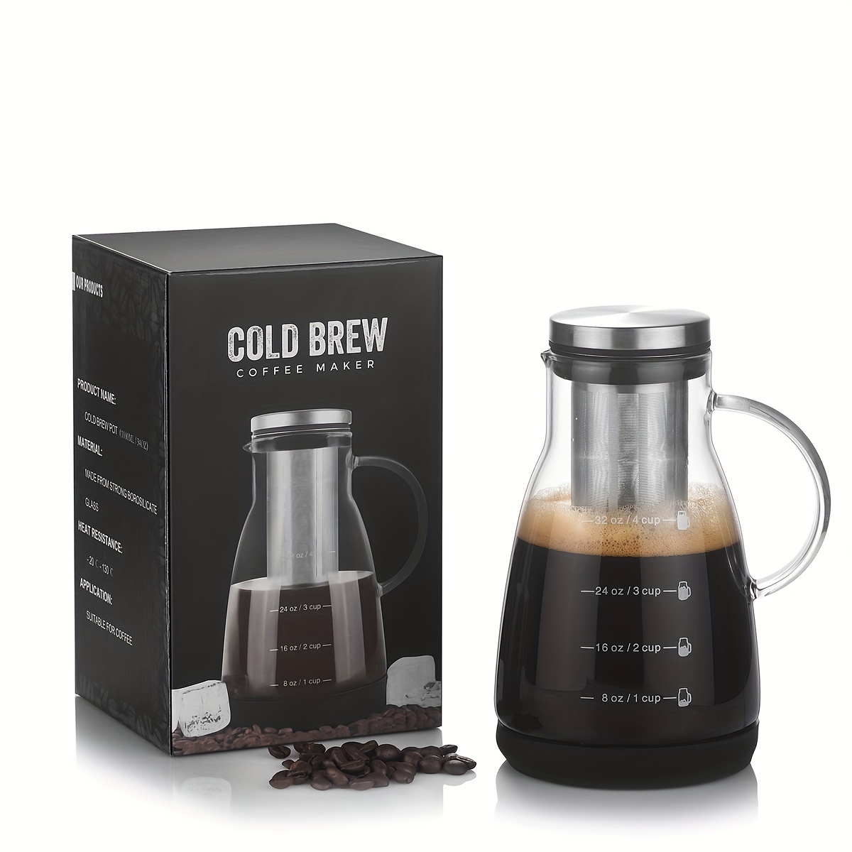 Coffee Tea Brew - Кувшин для холодного кофе из стекла,