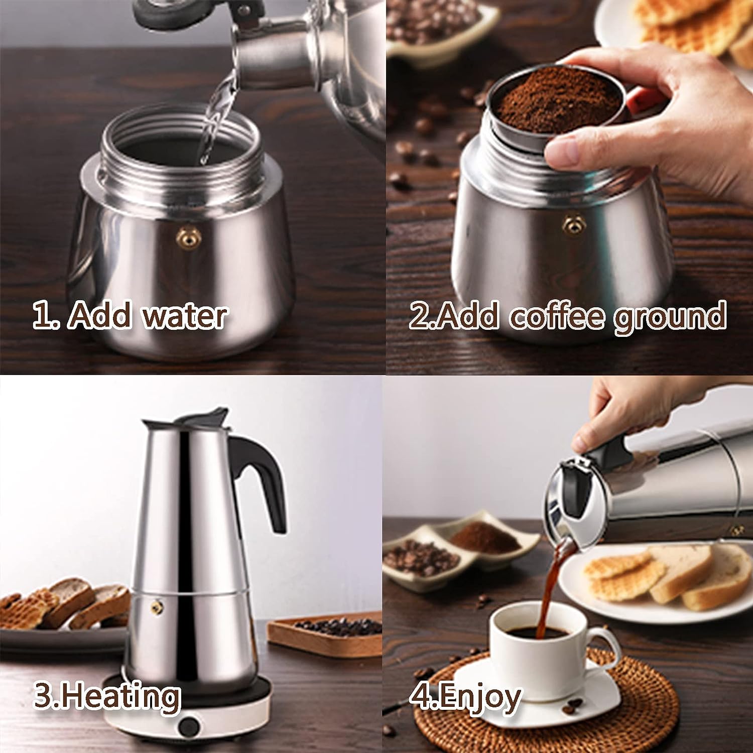 4/6/9 чашек Moka Pot Caffe Mac – обзор и цена Coffee Tea Drinks